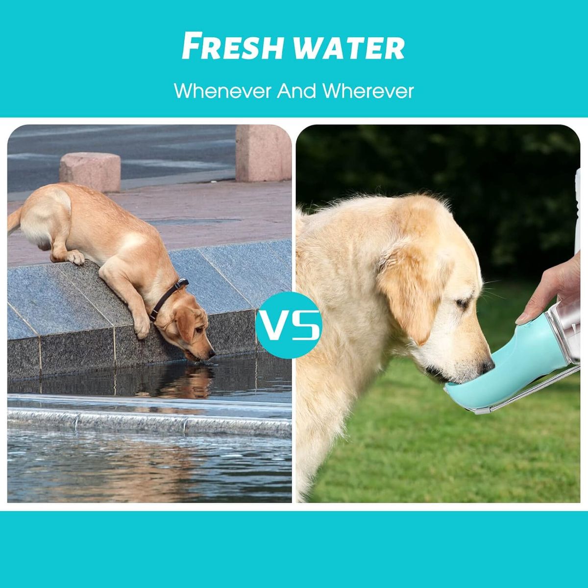 500ml Portable Pet Water Bottle with Drinking Trough – Travel Water Bottle for Dogs & Cats, Green