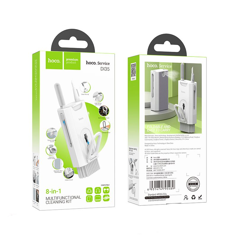 HOCO DI35 8-in-1 Multifunction Cleaning Kit for Phone, Earbuds, Keyboard, Laptop & Screen