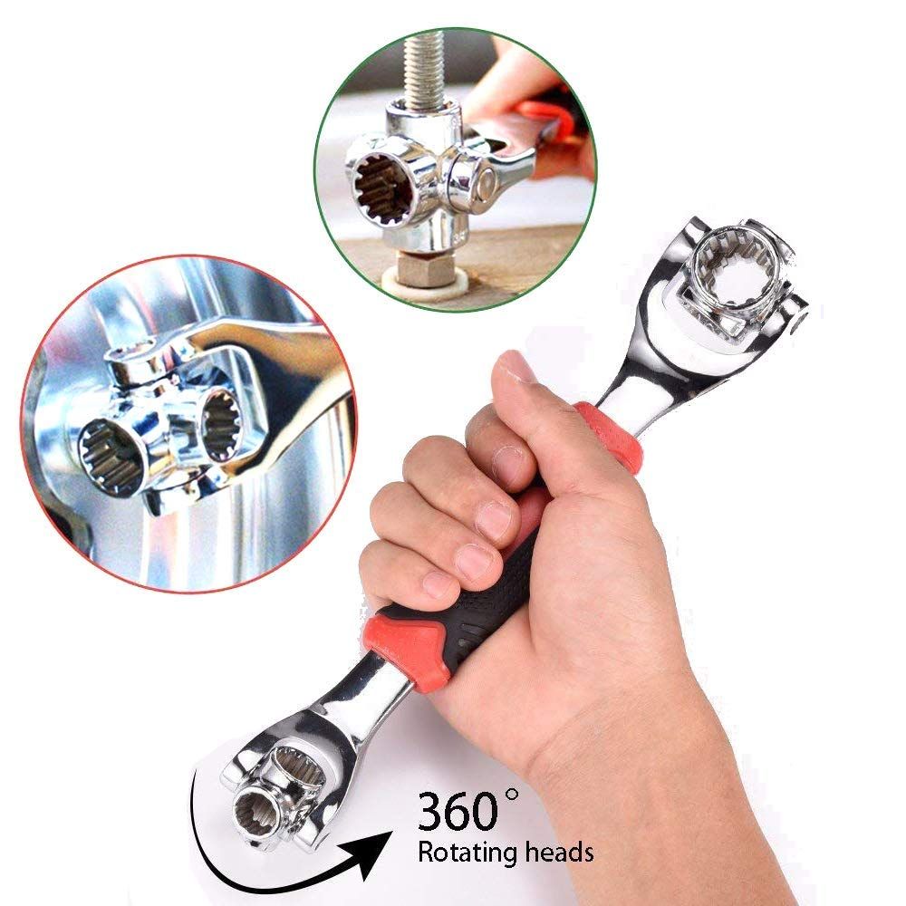Universal 48-in-1 Multi-Function 360° Rotating Socket Wrench – Adjustable Universal Spanner Tool for Car, Bike & Home Repair