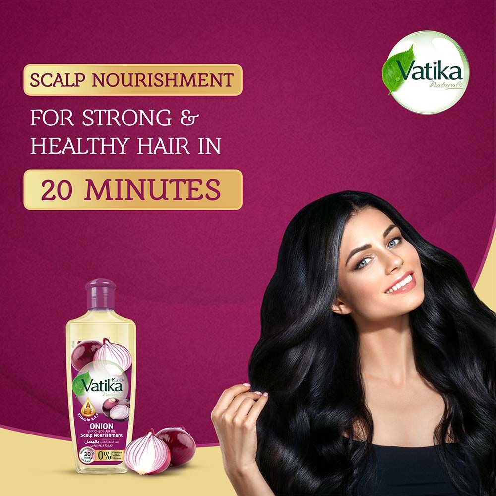 Vatika Naturals Onion Enriched Hair Oil with Vitamins A, E & F 200ml | Scalp Nourishment Hair Oil