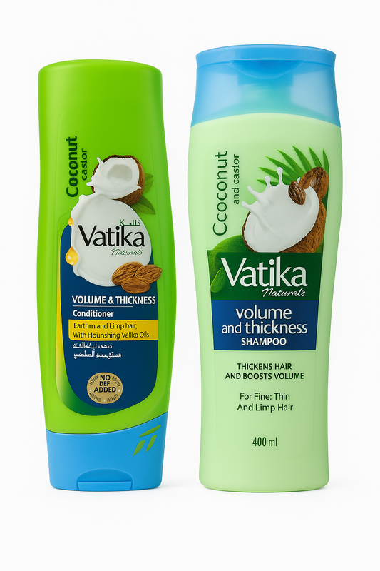 Vatika Naturals Coconut & Castor Volume & Thickness Shampoo & Conditioner Set 400ml | Hair Care Duo for Fine, Thin & Limp Hair