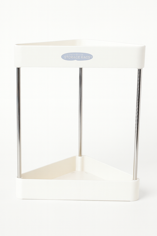 2-Tier Multipurpose Corner Storage Rack | Bathroom & Kitchen Corner Organizer Shelf - White