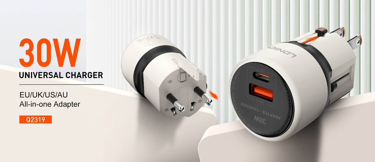 LDNIO Q2319 30W Universal Fast Charger with USB-C to Lightning Cable (1M) | USB-C PD & USB-A Travel Adapter