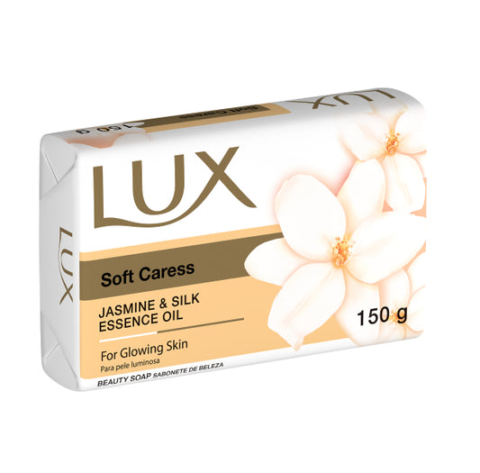 Lux Soft Caress Beauty Soap Bar with Jasmine & Silk Essence 150g Pack of 12 | Glowing Skin Bath Soap