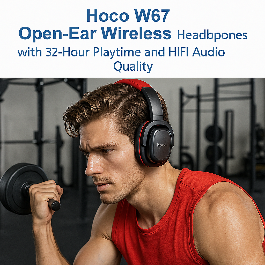 Hoco W67 Open-Ear Wireless Bluetooth Headphones | 32 Hours Playtime, Bluetooth 5.4, HiFi Stereo Sound & Built-in Microphone