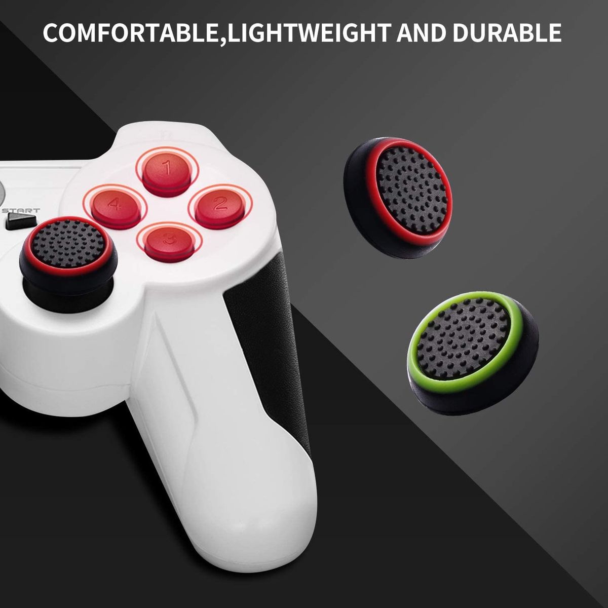 4 Pack Silicone Thumb Grip Caps for PS4 & Xbox Controllers – Anti-Slip Analog Stick Covers, Red & Black