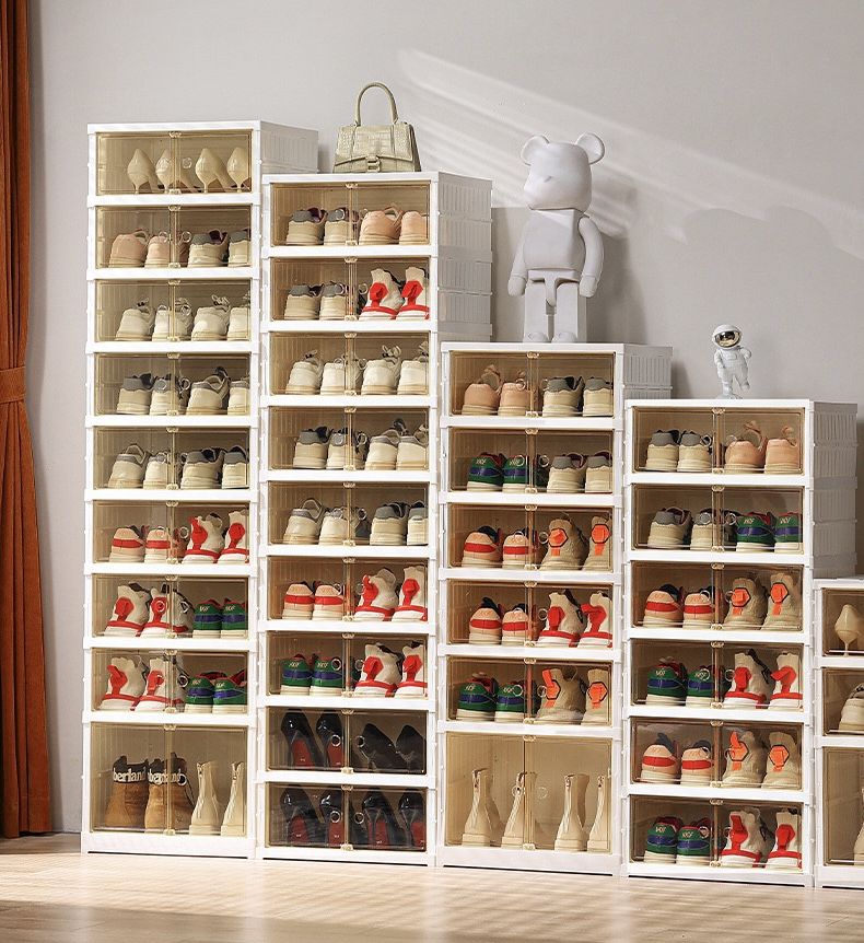 6 Layer Shoe Storage Cabinet | Foldable Plastic Shoe Rack Organizer with Transparent Drawers for Home & Bedroom