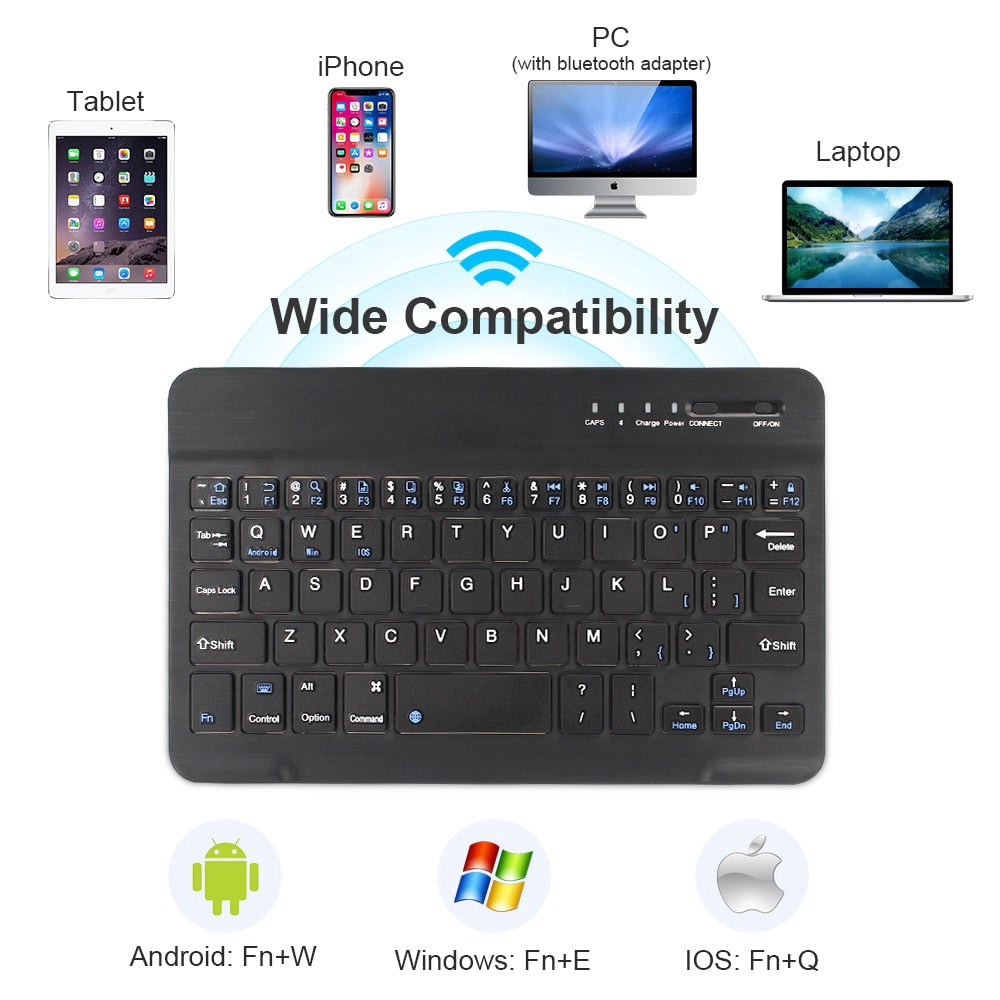 Bluetooth Wireless Keyboard for Android, iPhone, iPad, Tablets, Smart TV, Windows, Mac & iOS – Compact Rechargeable Mini Keyboard