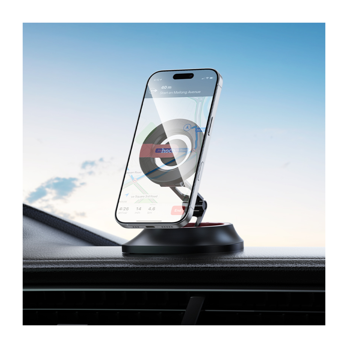HOCO H90 Magnetic Rotatable Car Phone Holder | 360° Adjustable Strong Magnet Dashboard & Desk Mobile Mount