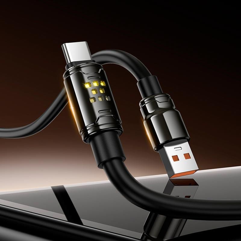 HOCO U143 USB-A to USB-C 5A Fast Charging Cable 1.2M | High-Speed Data Sync Cable – Black