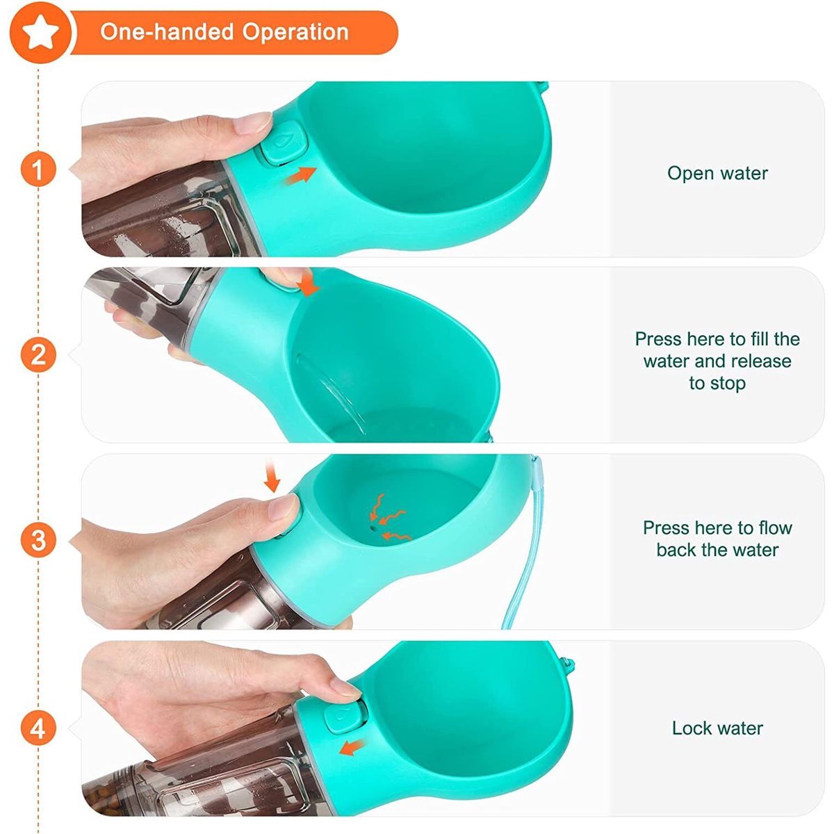 4-in-1 Portable Dog Water Bottle with Food Storage & Poop Bag Holder – Green Travel Pet Feeder