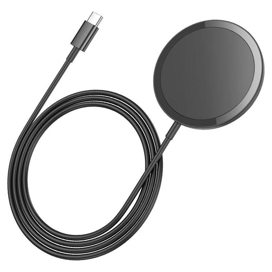 HOCO CW52 15W Magnetic Wireless Charger | USB-C Qi Fast Charging Pad for iPhone, Samsung, AirPods & Wireless Earbuds - Black