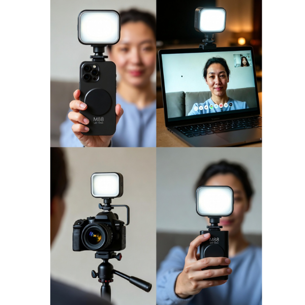 M88 LED Video Light | Portable Rechargeable Clip-On Fill Light | 3 Color Modes & Adjustable Brightness | USB Light for Phone, Laptop, Camera, Vlogging & Live Streaming