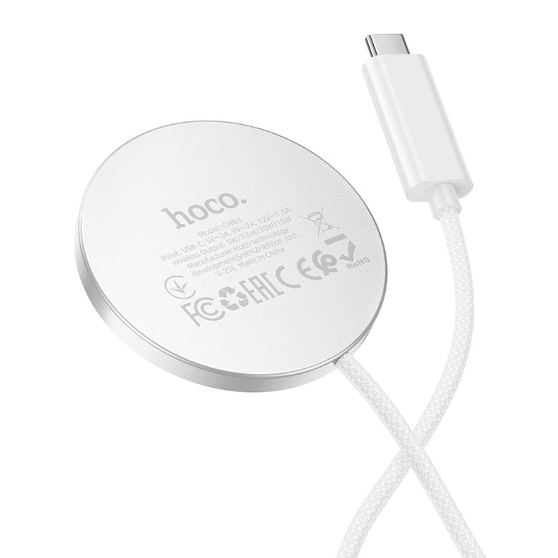 HOCO CW63 Qi2 Magnetic Wireless Charger 15W | MagSafe Compatible Fast Charging Pad with USB-C Cable