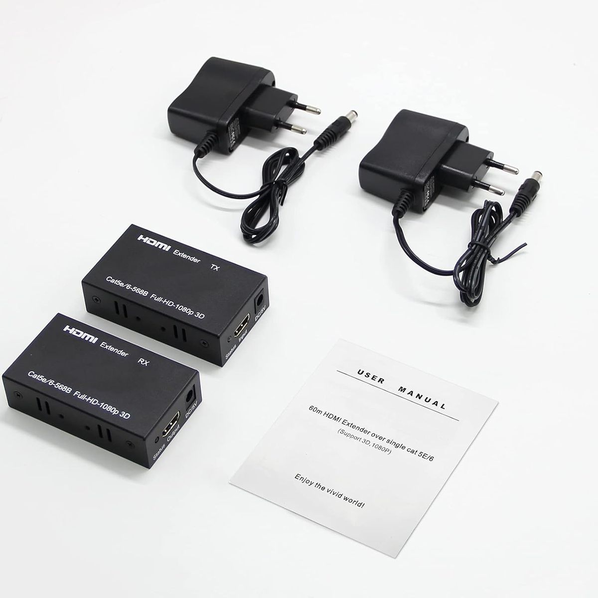 HDMI Extender Kit over Cat5e/Cat6 Cable up to 60M | 1080P Full HD HDMI Extender TX RX | Plug & Play HDMI Signal Extension