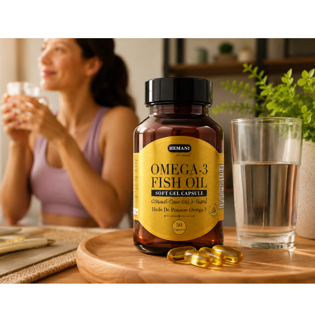 Hemani Omega-3 Fish Oil Soft Gel Capsules 50 Count | Daily Omega-3 Supplement for Heart, Brain & Joint Wellness