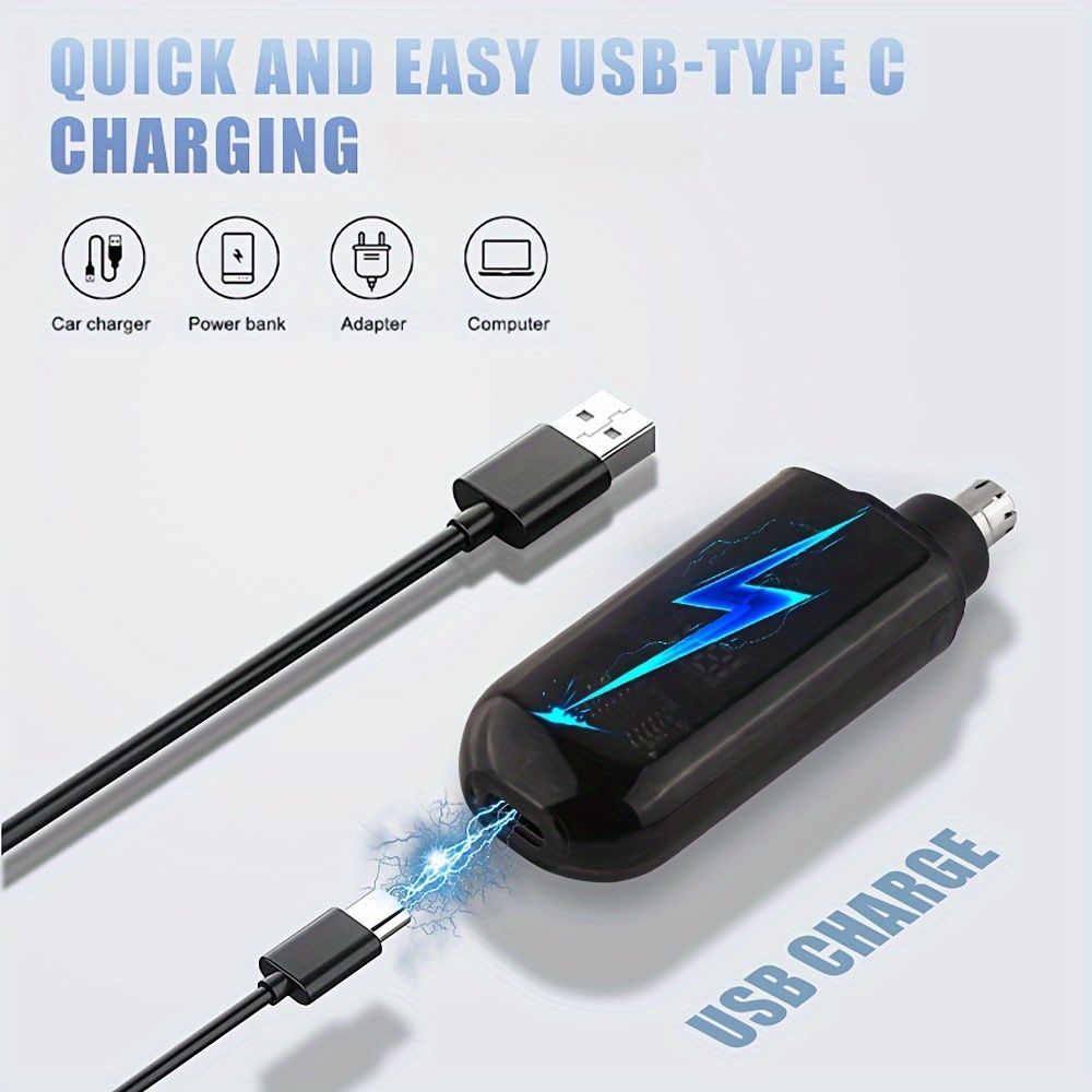 Portable USB Rechargeable Electric Nose & Ear Hair Trimmer with LED Digital Display for Men & Women