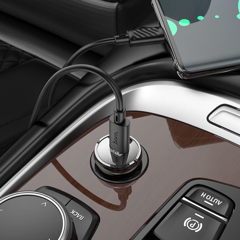HOCO Z53 30W PD Fast Car Charger | USB-C & USB-A Metal Car Charging Adapter for iPhone, Samsung & Android