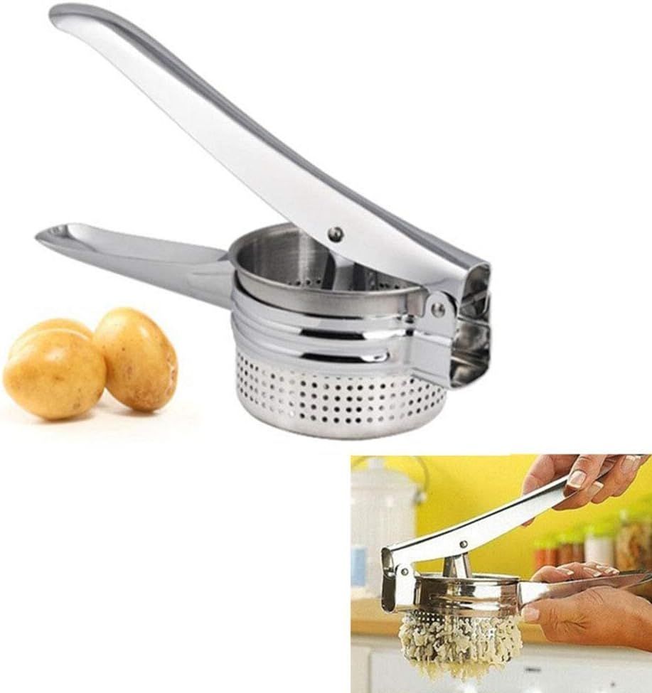 Stainless Steel Potato Ricer & Vegetable Masher | Heavy Duty Hand Press Potato Masher for Smooth Mash