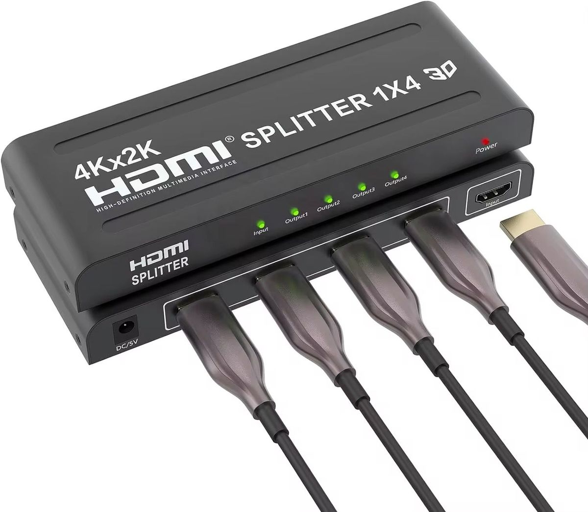 HDMI Splitter 1x4 4K UHD | 1 HDMI Input to 4 HDMI Outputs | 1080P Full HD 3D Video Distribution Amplifier