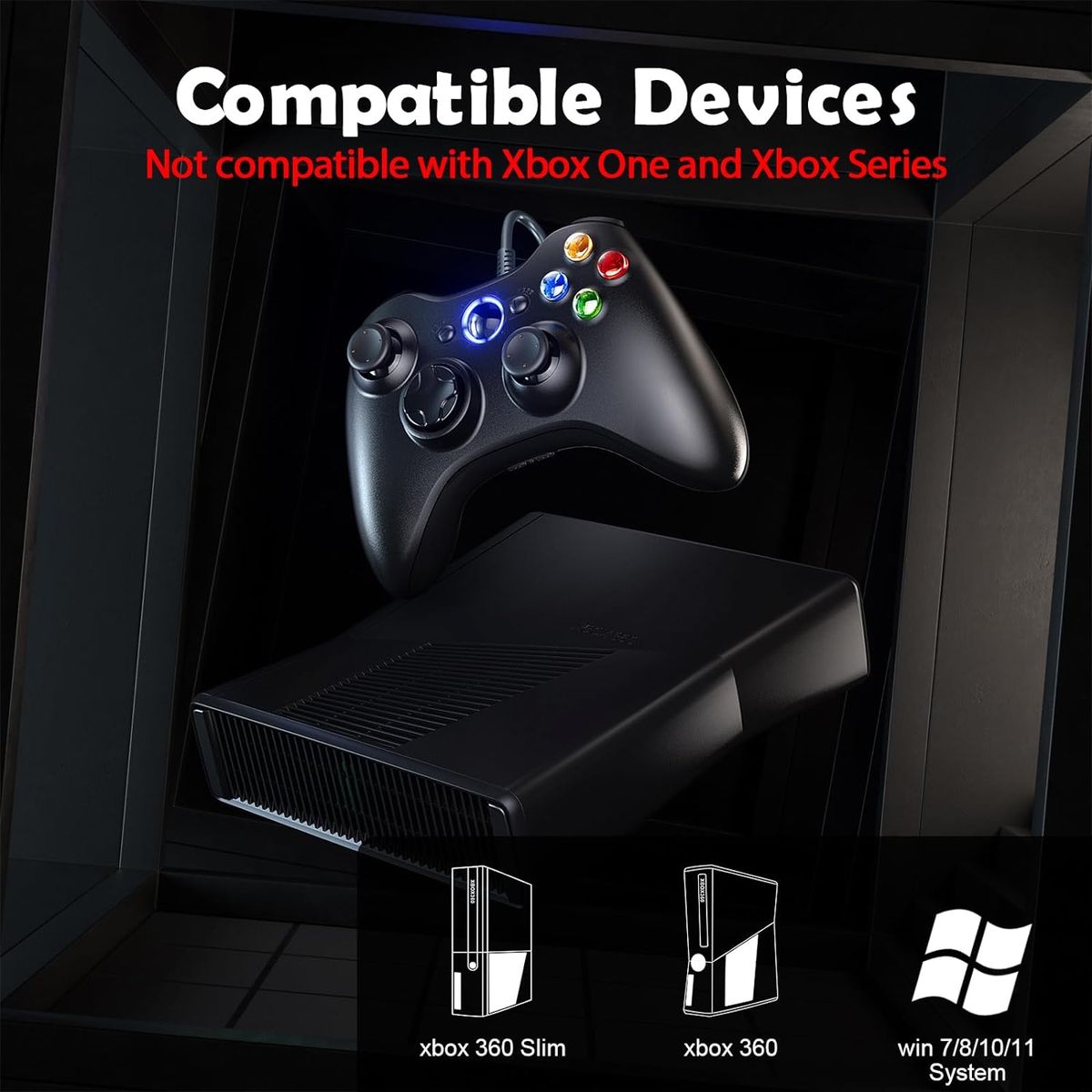 2 Pack Replacement Wired Controllers for Xbox 360 & PC – USB Gaming Gamepads