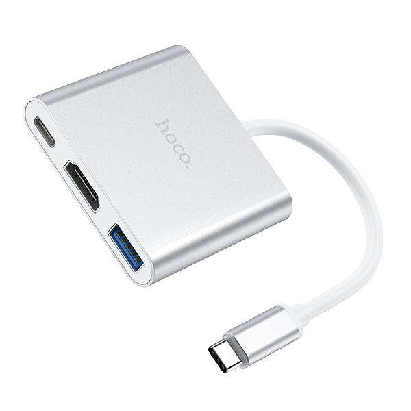 Hoco USB Type-C 3-in-1 Adapter | USB 3.0, 4K HDMI & USB-C PD Charging Hub