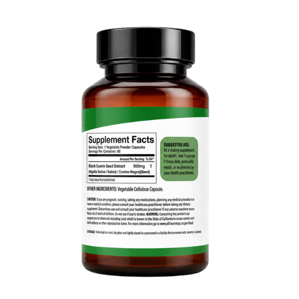 Dr. Herbalist Black Seed Kalonji Extract 500mg – 60 Vegetarian Capsules | Nigella Sativa Supplement