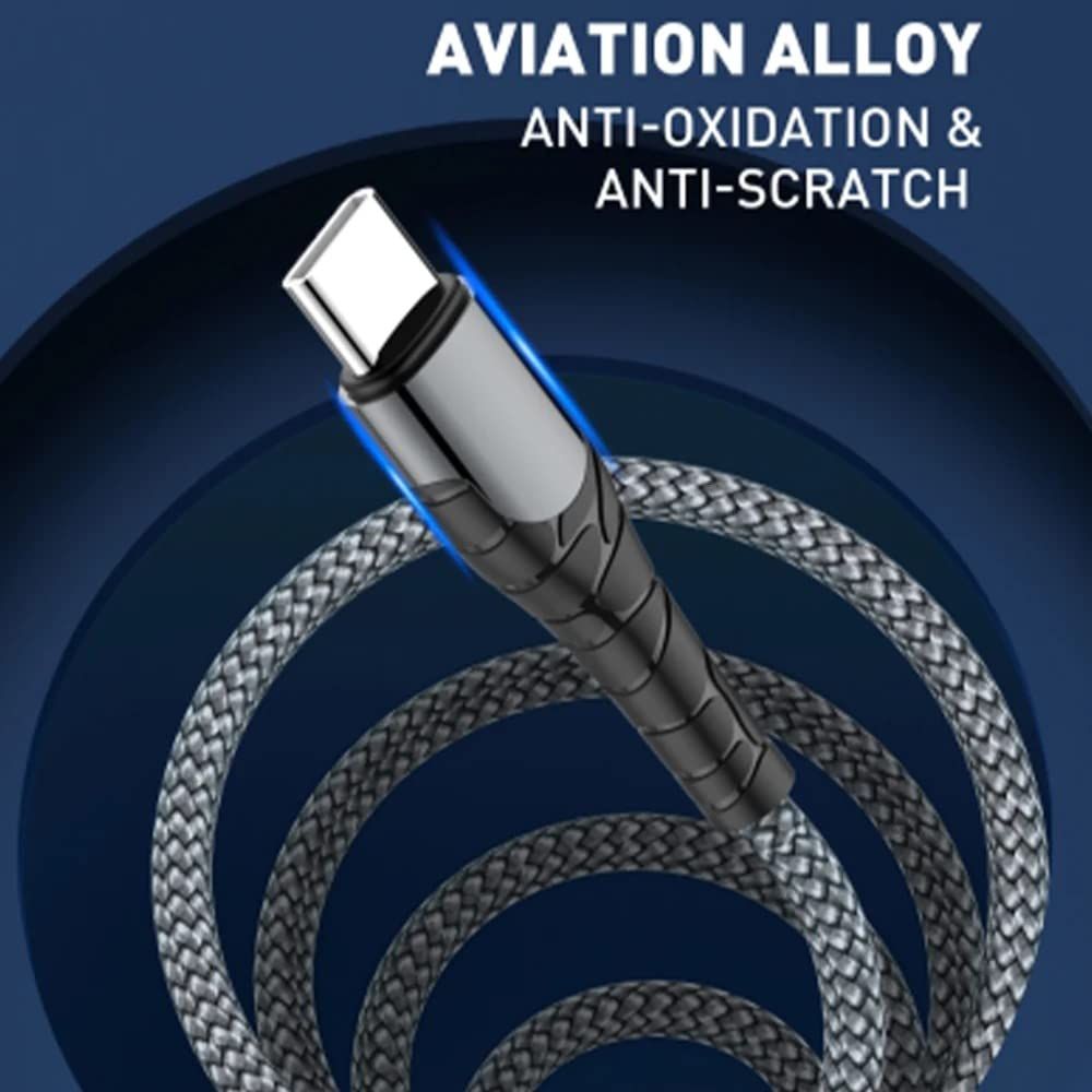 LDNIO LC101 USB-C to USB-C 65W PD Fast Charging Cable 1M | Braided Data Sync Cable