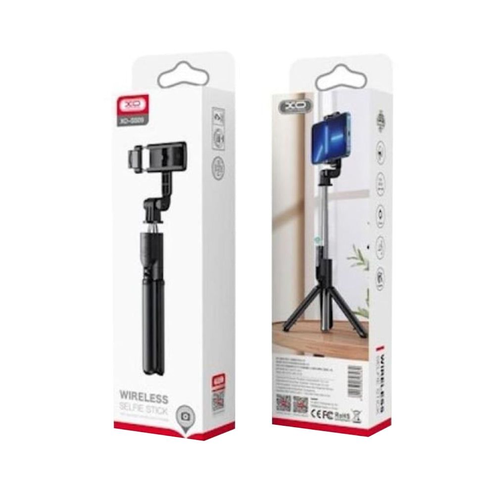 XO SS09 Bluetooth Selfie Stick Tripod with Detachable Remote & Adjustable Phone Holder | Extendable 64cm for Android & iPhone