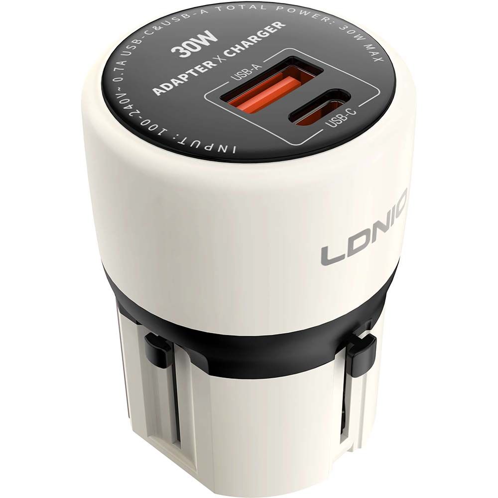 LDNIO Q2319 30W Universal Fast Charger with USB-C to Lightning Cable (1M) | USB-C PD & USB-A Travel Adapter