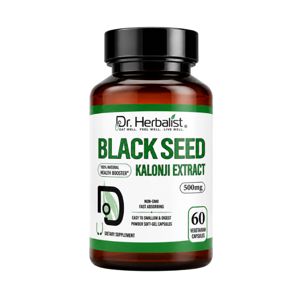 Dr. Herbalist Black Seed Kalonji Extract 500mg – 60 Vegetarian Capsules | Nigella Sativa Supplement