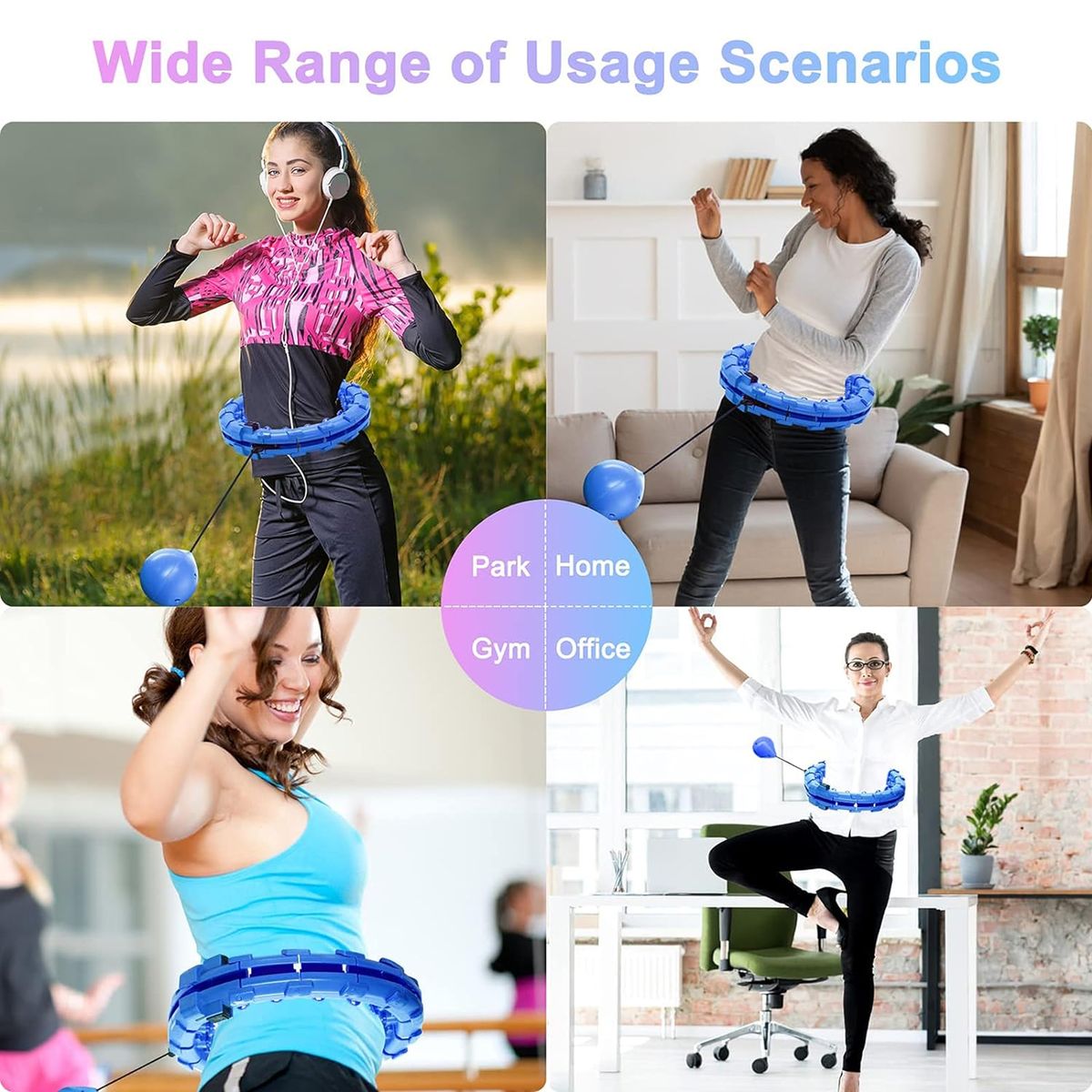 24 Knots Smart Weighted Hula Hoop for Adults – Adjustable Detachable Fitness Hoop for Waist Exercise & Home Workout – Blue