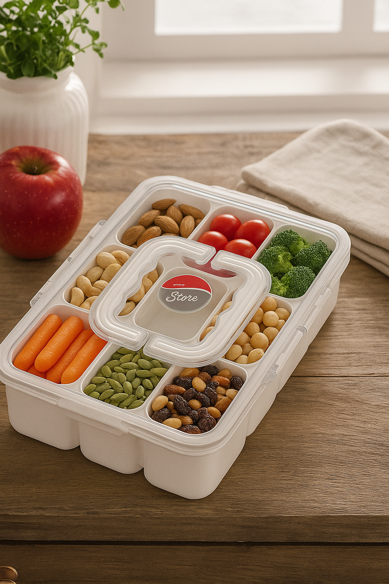 Multi-Compartment Airtight Food Storage Container with Secure Lock Lid | BPA-Free Snack & Dry Food Organizer