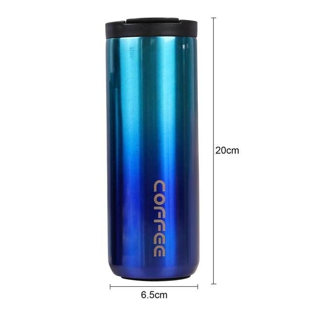 500ml Double Wall Stainless Steel Coffee Travel Mug with Leakproof Lid | Vacuum Insulated Thermal Coffee Cup - Blue