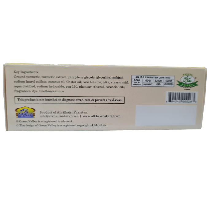 Green Valley Turmeric Soap with Real Turmeric Extract 90g | Natural Herbal Soap for Healthy & Glowing Skin