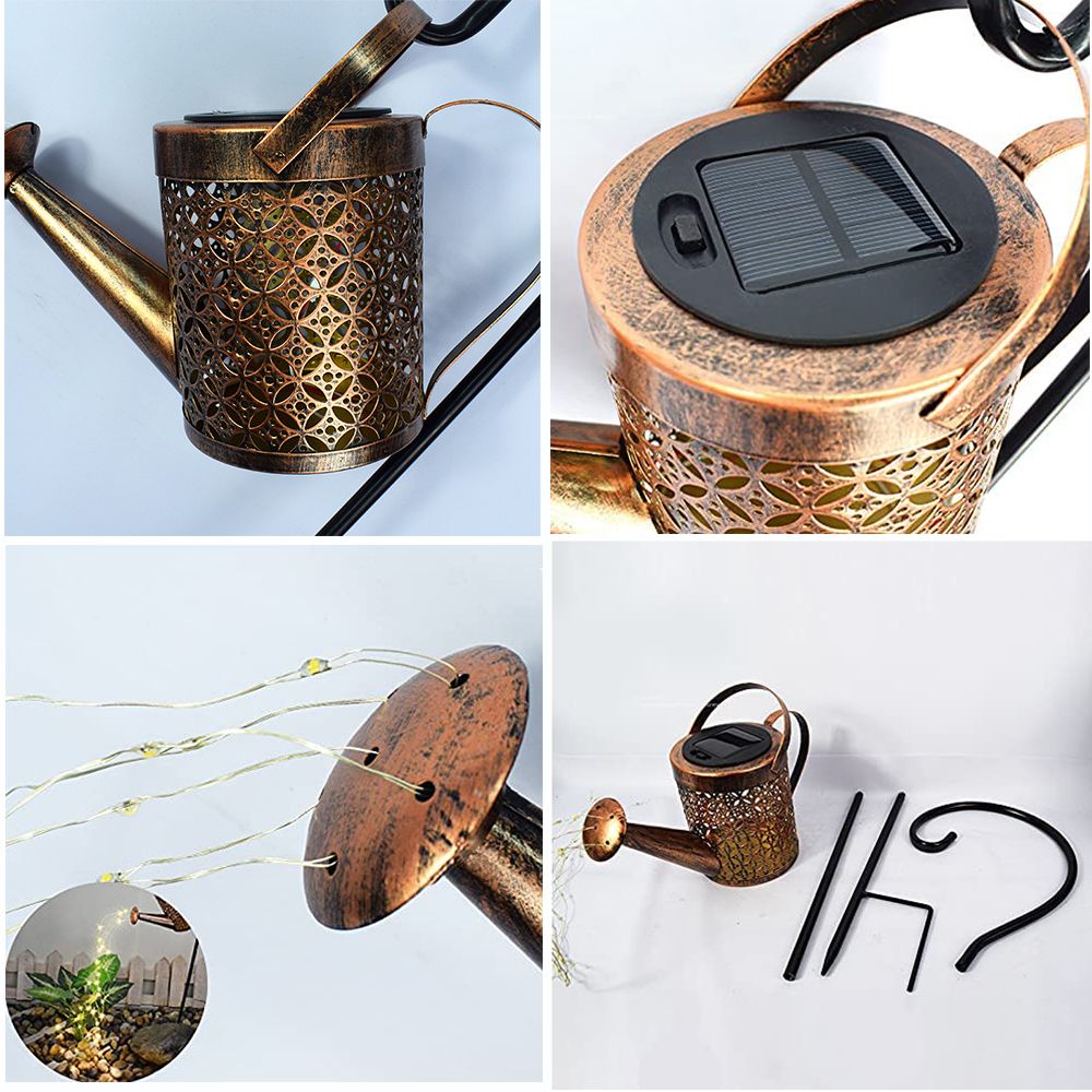 Outdoor Solar Watering Can Garden Light with LED Fairy String Lights | Waterproof Decorative Landscape Stake Lamp