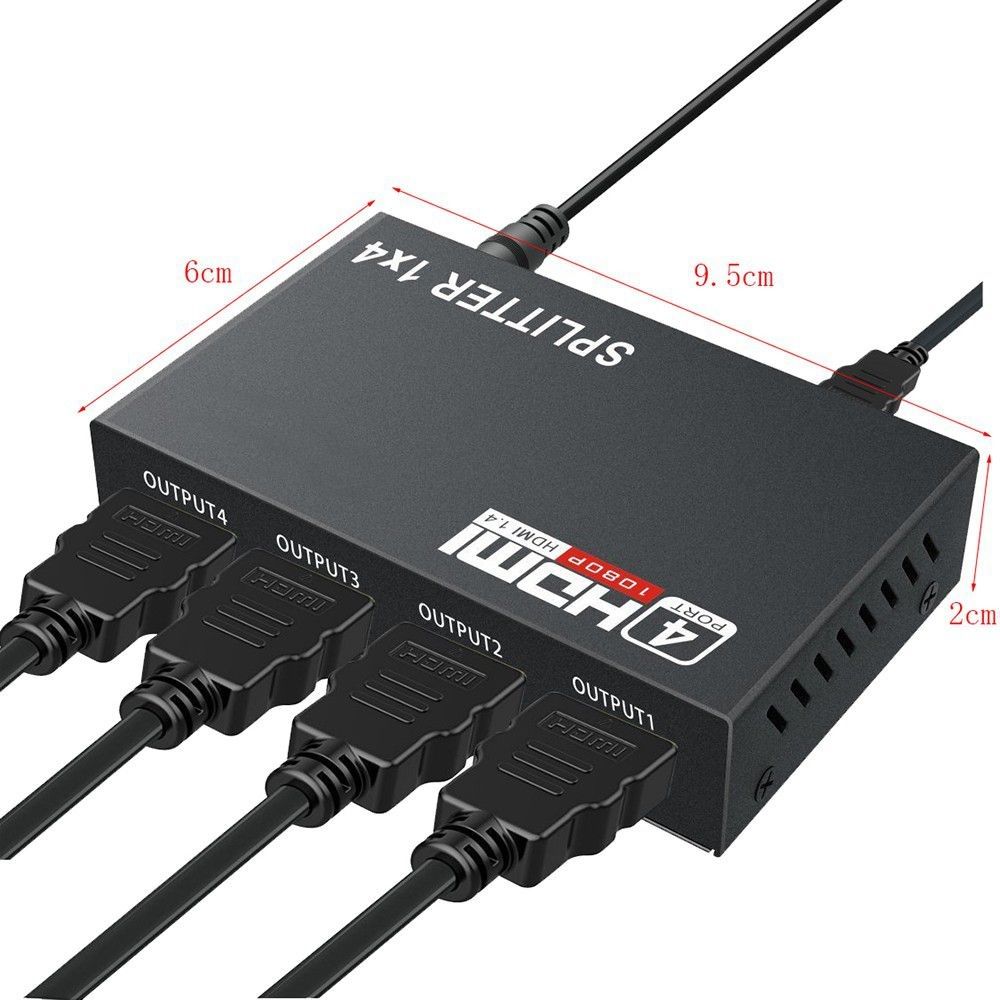 HDMI Splitter 1x4 HDMI 1.4 | Full HD 1080P 1 Input 4 Output HDMI Distribution Amplifier | HDTV Video Splitter with 3D & HDCP Support