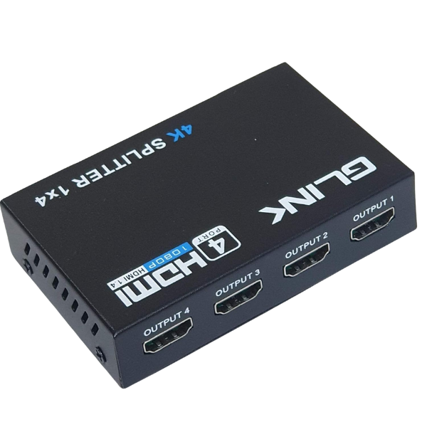 GLINK HDMI Splitter 1x4 4K UHD HDMI 1.4 | 1 Input to 4 Outputs | Full HD 1080P | Model GLSP-013