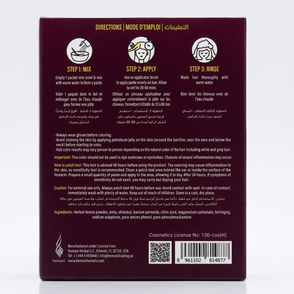 Hemani Black Henna Hair Colour 60g – Ammonia-Free Herbal Hair Dye with Amla