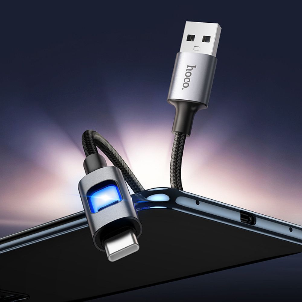 HOCO U144 USB-A to USB-C 3A Fast Charging Cable 1.2M | Braided LED Data Sync Cable