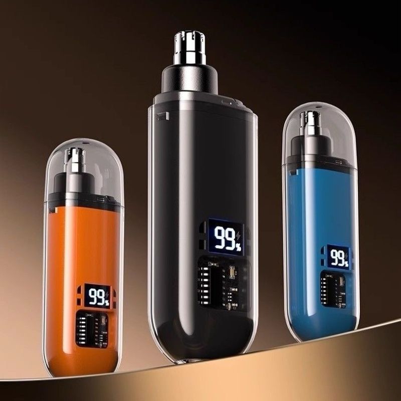 Portable USB Rechargeable Electric Nose & Ear Hair Trimmer with LED Digital Display for Men & Women