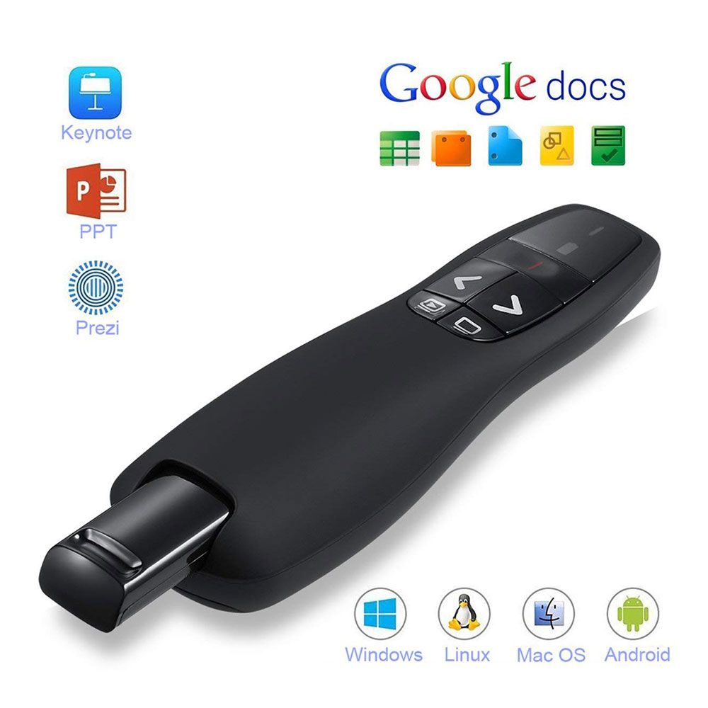 Mikuso LP-017 Wireless Presenter Remote with Red Laser Pointer | USB & USB-C Presentation Clicker for PowerPoint, Windows, Mac & Android