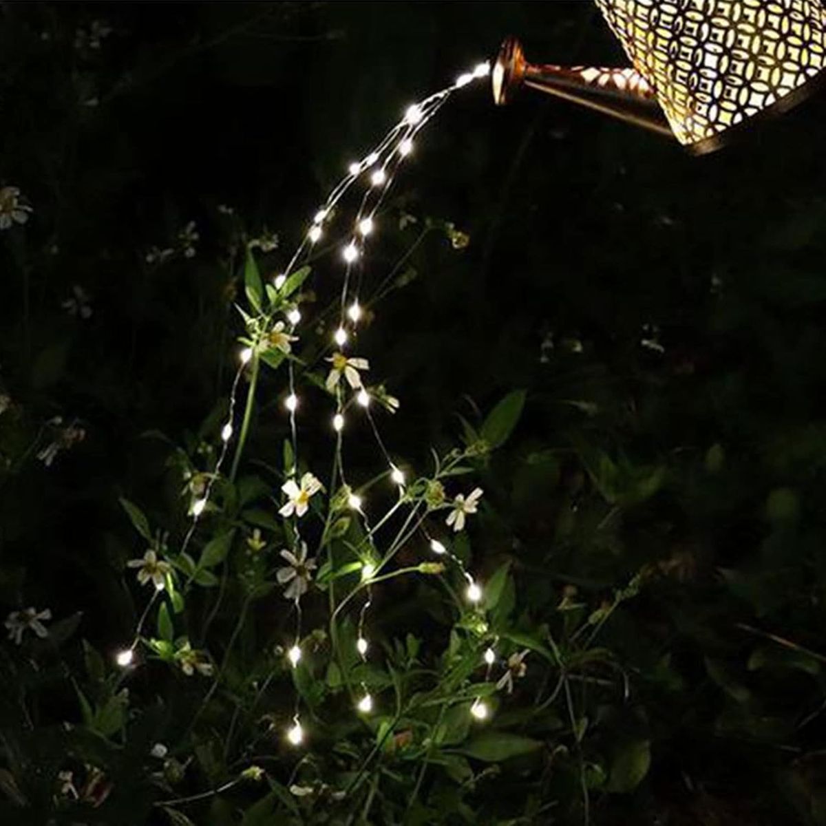 Outdoor Solar Watering Can Garden Light with LED Fairy String Lights | Waterproof Decorative Landscape Stake Lamp