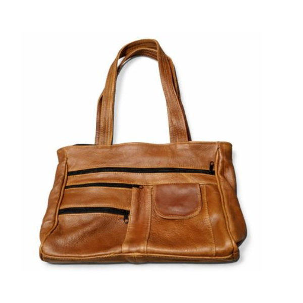 Genuine Leather Handbag for Women - Multi-Pocket Shoulder Tote Bag - Dark Brown