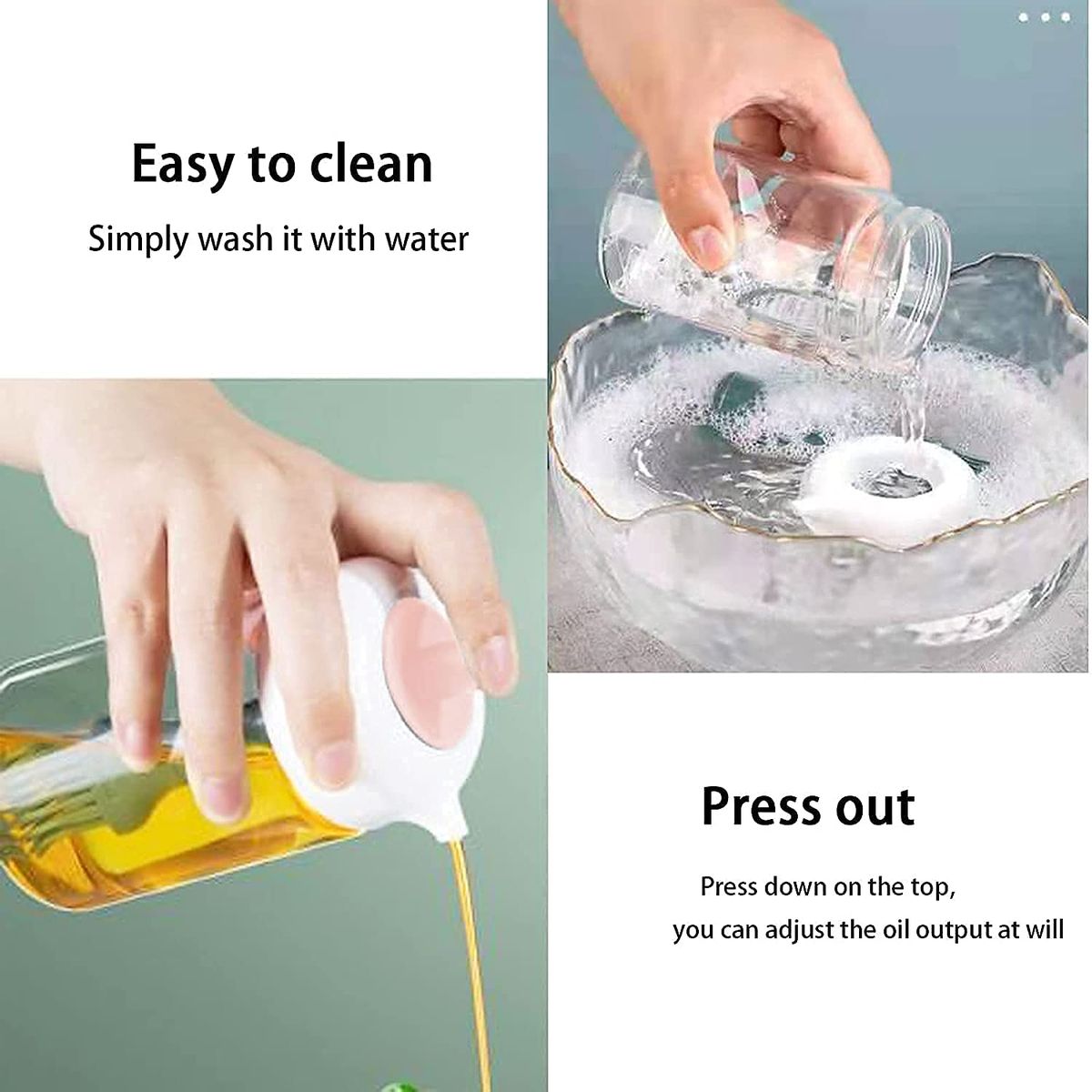 230ml Glass Oil Dispenser Bottle with Silicone Basting Brush | Leakproof Cooking Oil Bottle for BBQ & Baking