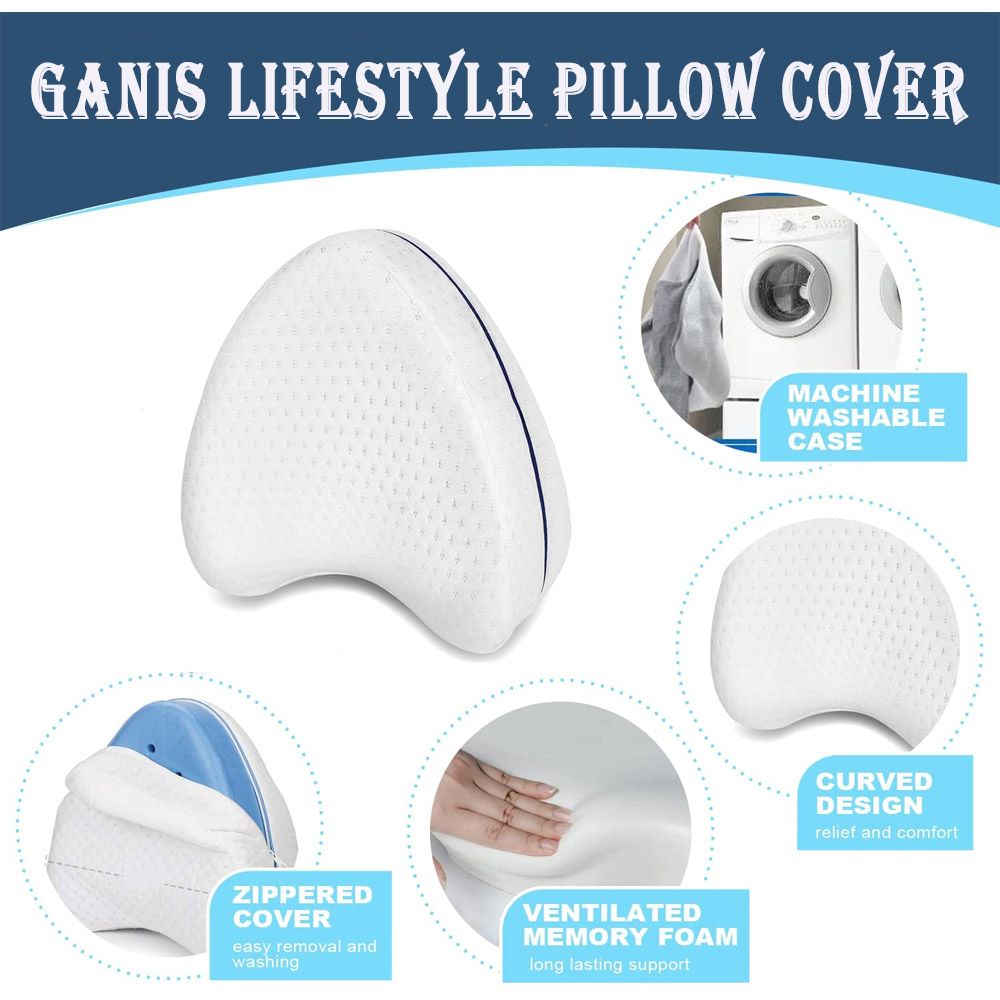 Ganis Memory Foam Knee & Leg Pillow with Washable Cover – Ergonomic Support Cushion