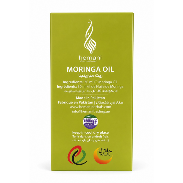 Hemani Moringa Oil 30ml – Pure Natural Multipurpose Hair & Skin Care Oil