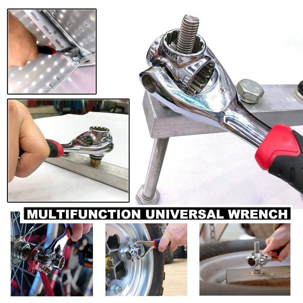 Universal 48-in-1 Multi-Function 360° Rotating Socket Wrench – Adjustable Universal Spanner Tool for Car, Bike & Home Repair