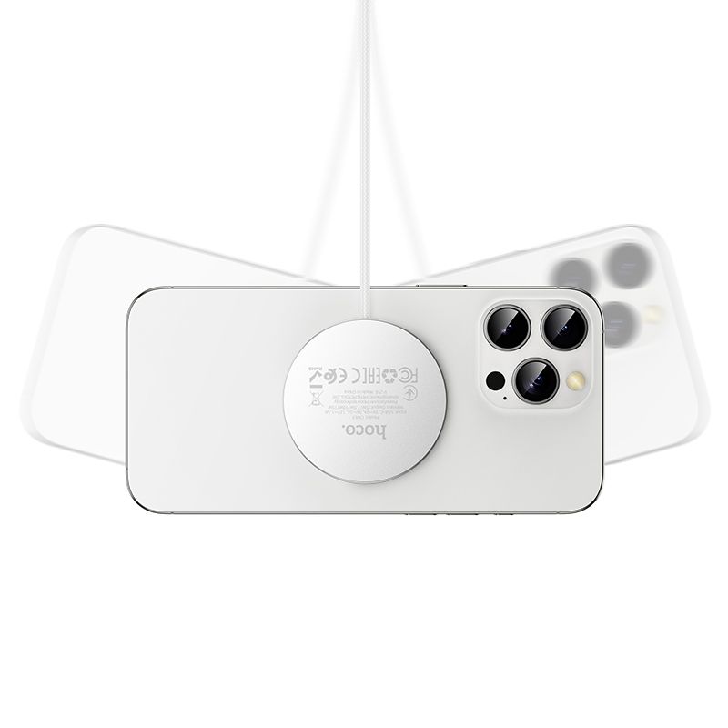 HOCO CW63 Qi2 Magnetic Wireless Charger 15W | MagSafe Compatible Fast Charging Pad with USB-C Cable