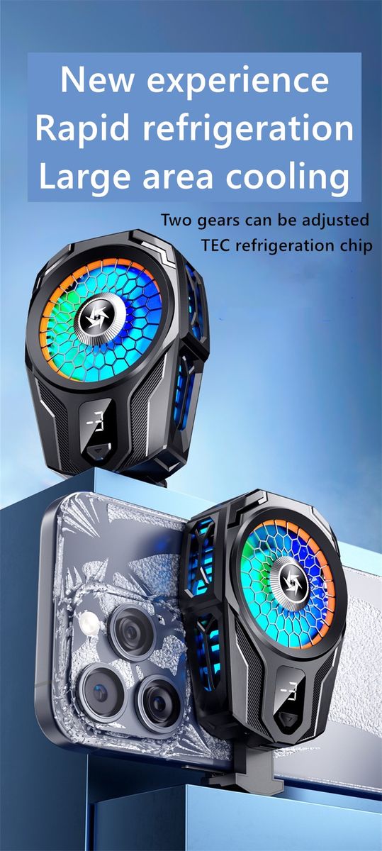 XO SL08 Mobile Phone Cooler – RGB Gaming Cooling Fan with Temperature Display, 2-Speed Semiconductor Radiator for iPhone & Android